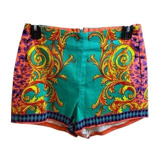 Flying Tomato | Green and Orange High Waist Shorts | Sz S